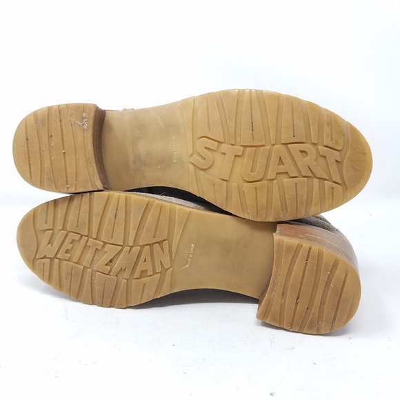 Stuart Weitzman shoes green/brown suede buckle panel ankle booties 4.5M - Picture 5 of 12